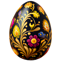 Easter egg with Khokhloma ornament, decoration of traditional Russian painting. Realistic illustration, isolated background. png