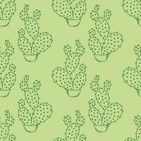 sin costura modelo con cactus en ollas describir, Opuntia microdasys vector