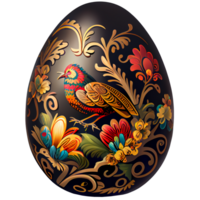 Pascua de Resurrección huevo con khokhloma ornamento, decoración de tradicional ruso cuadro. realista ilustración, aislado antecedentes. generativo ai png