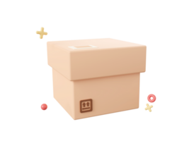 Parcel box, 3d cartoon icon isolated on blue background, 3d illustration. png