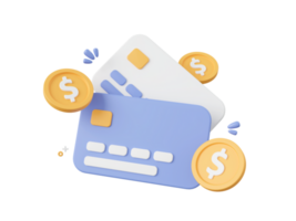3d desenho animado Projeto ilustração do crédito cartões com dólar moeda, pagamentos de crédito cartão. png