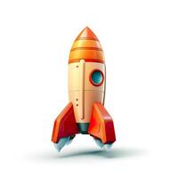 3D design of rocket taking off. . photo