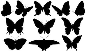 un conjunto de hermosa mariposa siluetas para decoración y diseño vector