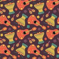 Seamless pattern with Mexican musical instruments vector