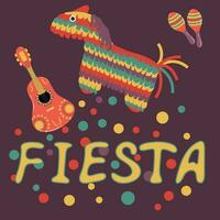 Poster with pinata, maracas, guitar vector