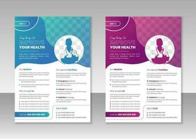 Medical and healthcare flyer design template free vector