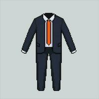 Mask pixel art suit. grey pixelated suit jacket coat design for logo, web, mobile app, badges and patches. Video game sprite. 8-bit. Isolated vector illustration.