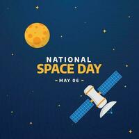 national space day celebration design template. space vector scene with rocket planet and space station icon design. space flat vector illustration.