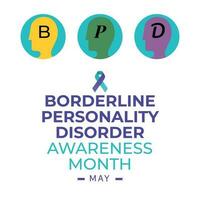 borderline personality disorder awareness month. personality illustration vector with ribbon. personality disorder awareness design template. flat illustration.