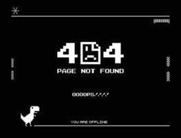 Page Not Found Text computer dino offline vector illustration clip art background server error pixel mosaic editable