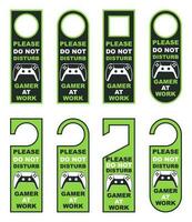 do not disturb handle knob card tags gamer in work controller game signage prohibition door hanger printable card template design vector