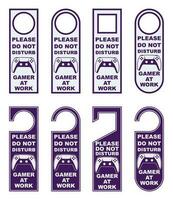 do not disturb handle knob tags gamer in work signage labels signs card prohibition door hanger printable card template design vector