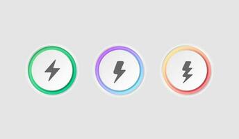 Electric power symbol, lightning bolt sign in the circle, power icon set. power charging energy sign for website, mobile app. vector design.