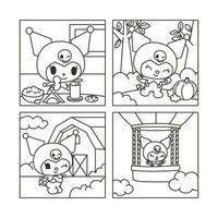 Cute Character With Costume Coloring Book For Children vector