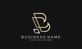 Vector B Logo template in two color variations. Beautiful Logotype design for luxury company branding. Elegant identity design in gold and silver colors.