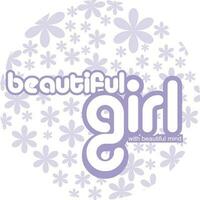 A purple and white logo with the word Beautiful girl with beautiful mind typography EPS 10 editable vector