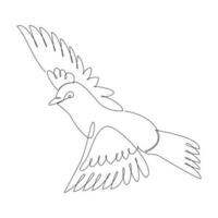 Continuous one simple line drawing of bird icon in silhouette on a white background. Linear stylized. vector