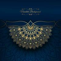 luxury mandala background, blue and gold, design vector