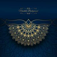 luxury mandala background, blue and gold, design vector