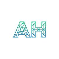 Abstract letter AH logo design with line dot connection for technology and digital business company. vector