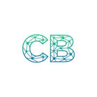 Abstract letter CB logo design with line dot connection for technology and digital business company. vector