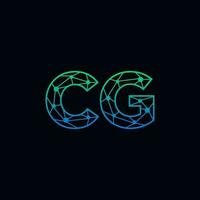Abstract letter CG logo design with line dot connection for technology and digital business company. vector
