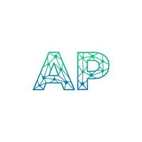 Abstract letter AP logo design with line dot connection for technology and digital business company. vector