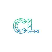 Abstract letter CL logo design with line dot connection for technology and digital business company. vector