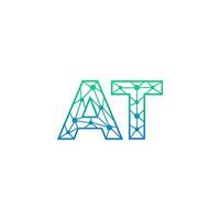 Abstract letter AT logo design with line dot connection for technology and digital business company. vector