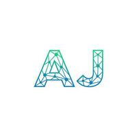 Abstract letter AJ logo design with line dot connection for technology and digital business company. vector