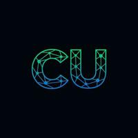 Abstract letter CU logo design with line dot connection for technology and digital business company. vector