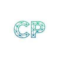 Abstract letter CP logo design with line dot connection for technology and digital business company. vector