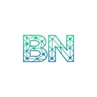 Abstract letter BN logo design with line dot connection for technology and digital business company. vector