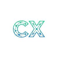 Abstract letter CX logo design with line dot connection for technology and digital business company. vector