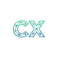 resumen letra cx logo diseño con línea punto conexión para tecnología y digital negocio compañía. vector