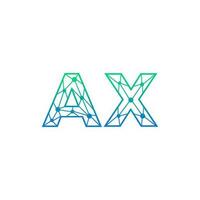 Abstract letter AX logo design with line dot connection for technology and digital business company. vector