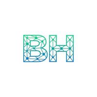 Abstract letter BH logo design with line dot connection for technology and digital business company. vector