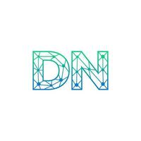 Abstract letter DN logo design with line dot connection for technology and digital business company. vector