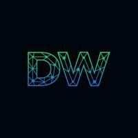 Abstract letter DW  logo design with line dot connection for technology and digital business company. vector