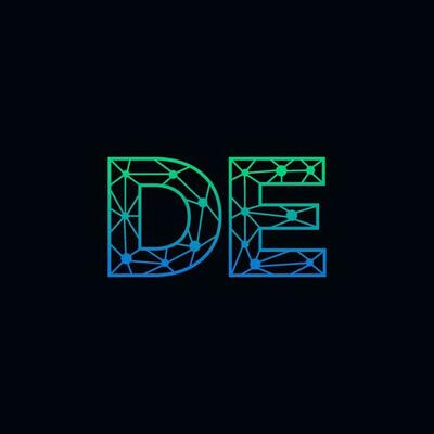 Abstract letter DE logo design with line dot connection for technology and digital business company.