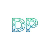 Abstract letter DP logo design with line dot connection for technology and digital business company. vector