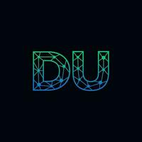Abstract letter DU logo design with line dot connection for technology and digital business company. vector