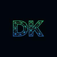 Abstract letter DK  logo design with line dot connection for technology and digital business company. vector