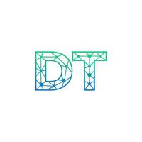 Abstract letter DT logo design with line dot connection for technology and digital business company. vector