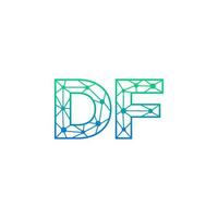 Abstract letter DF logo design with line dot connection for technology and digital business company. vector