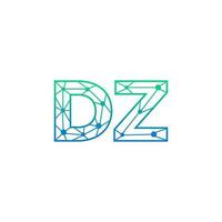 Abstract letter DZ logo design with line dot connection for technology and digital business company. vector