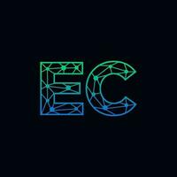 Abstract letter EC logo design with line dot connection for technology and digital business company. vector