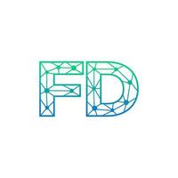 Abstract letter FD logo design with line dot connection for technology and digital business company. vector