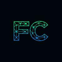 Abstract letter FC logo design with line dot connection for technology and digital business company. vector