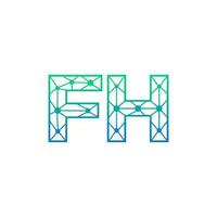 Abstract letter FH  logo design with line dot connection for technology and digital business company. vector